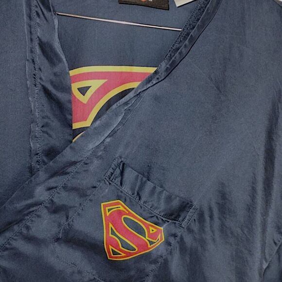 Superman DC Comics Robe Mens One Size Silk‎ Kimono 1999 Belt Vintage - Picture 10 of 11